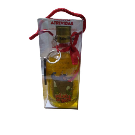 Caixa 1 garrafa licor mijo de boi 20cl  1 porta-chaves