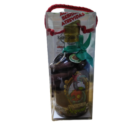 Caixa 1 garrafa licor veneno de serpente 20cl  1 porta-chaves